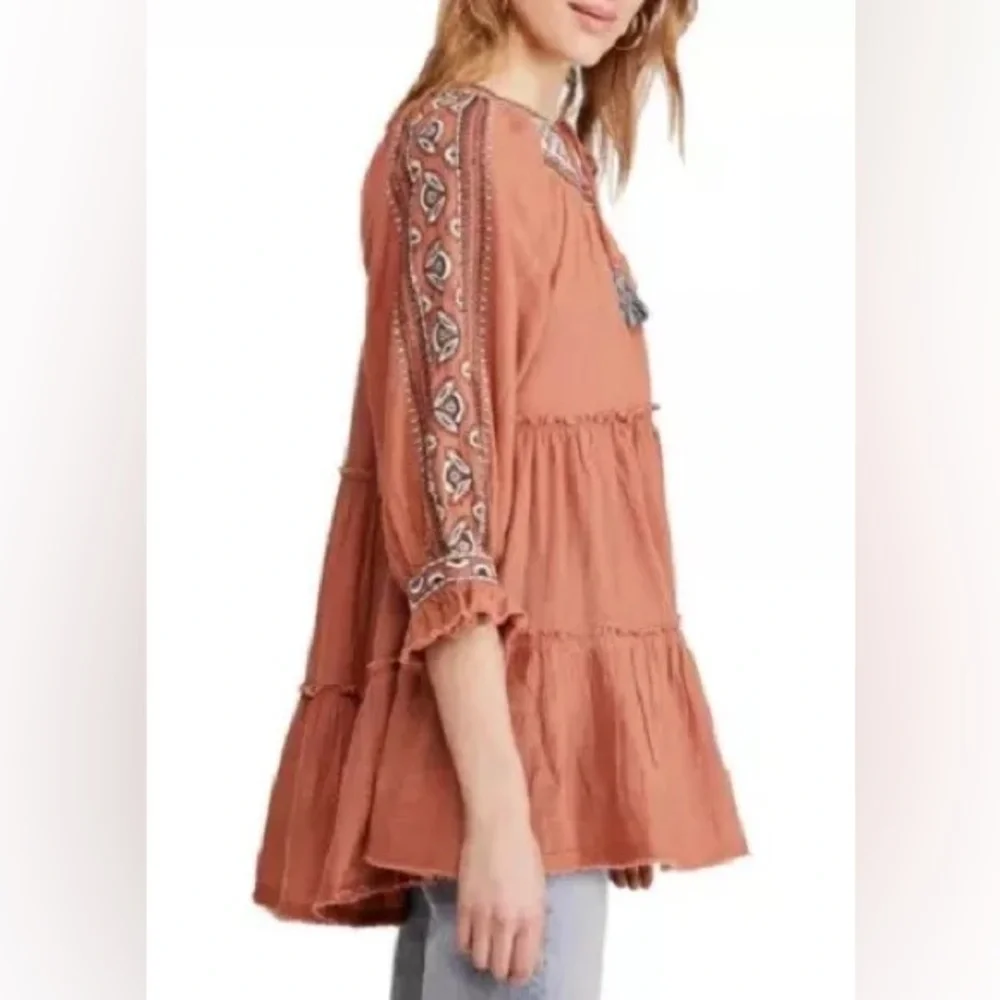 Free People Dream Weaver V-Neck Embroidered Tunic